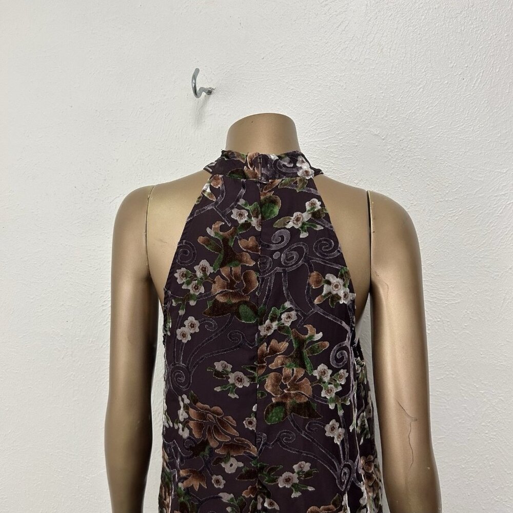 Carolina Belle Halter Dress Sz 12 Sleeveless Floral Velvet Burnout Fairy Whimsy - Picture 5 of 12